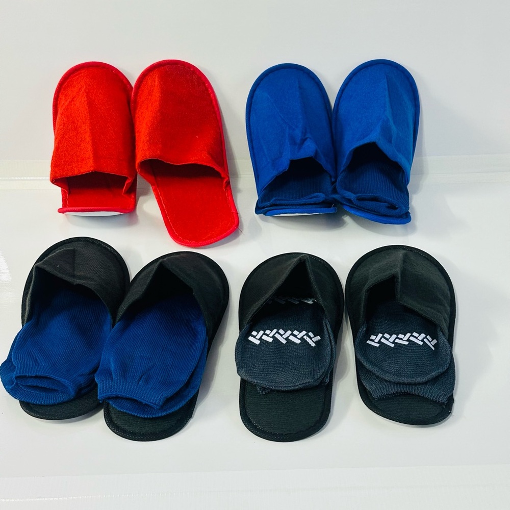 Set of Red, Blue, and Black Spa Slippers